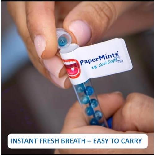 PaperMints CoolCaps - Instant Fresh Breath Mints Sugar-Free, 10 x Tubes of 18 capsules Extreme Bad Breath Treatment for Adults, Breath Freshener Pearls for Halitosis Treatment Keto-Friendly Peppermint