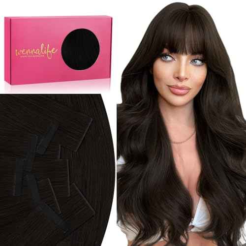 WENNALIFE Invisi Edge & Classic Tape in Hair Extensions Human Hair, 20 Inch 100g 40pcs(20pcs Invisi Edge & 20pcs Classic) Dark Brown Invisible Luxury Remy Hair Natural Seamless Injected Tape Ins