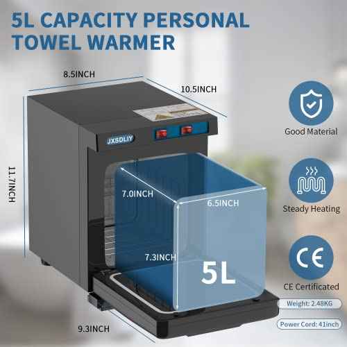 Mini 5L Small Hot Towel Warmer for Spa Home Salon Esthetician 2-in-1 Personal Hot Towel Cabinet Spa Towel Warmer for Facials, Fast Heating Towel Heater Towel Steamer