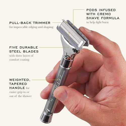 Cremo Original Shave Gift Set for Men, includes Impossibly-Slick 6 oz Shaving Cream, Chrome Barber Grade Razors for Men and four Razor Blades Refills