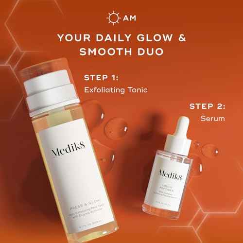 Medik8 Luminous Lift Kit - Face Toner for Women and Men - Peptide Face Serum - Age-Defying Serum - Hydrating Toner for Refreshed Skin - 2 pc