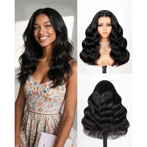 Wear and Go Glueless Wigs Human Hair Pre Plucked Pre Cut 6x6 HD Lace Closure Wigs Human Hair Body Wave Lace Front Wig Pre Bleached Knots Glueless Wig 20 Inch