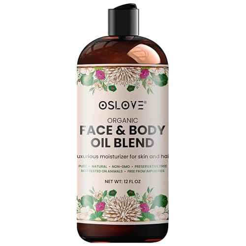 Organic Face and Body Oil Unique blend of 12 virgin organic carrier oils | Use as is or for making lotions, body butters, serums, soaps-12 oz (12)