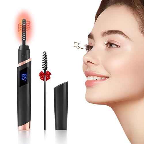 Heated Eyelash Curler for Women - Rechargeable Electric Eyelash Curler with 4 Heat Settings,Long-Lasting Curling Tool Includes Eyelash Brush,LED Display,Best for Women's Makeup (Black)
