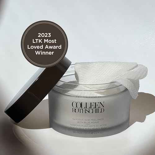 COLLEEN ROTHSCHILD Glycolic Acid Peel Pads with Blue Agave | Gentle Spa-Strength Treatment | Resurface, Brighten, Smooth & Exfoliate Skin | 60 Pads (4.2 fl oz)