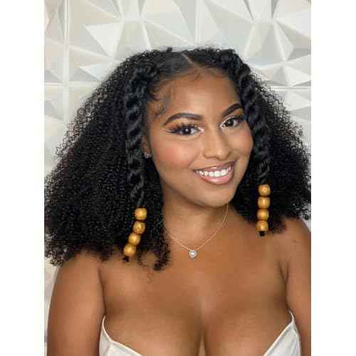 V SHOW Afro Curly Half Wig Human Hair 180% Density Wear Go Glueless Wigs Human Hair 18 Inch Curly 3 In 1 Half Wigs for Women Drawstring Seamless Flip Headband Wig Beginner Friendly