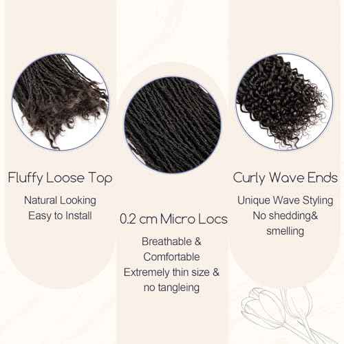 Teresa 0.2cm Micro Sister loc Extensions Human Hair Micro Locs Extensions Human Hair Interlocking Sisterlocks Sister Locs Curly Ends 100% Real Human Hair Dreadlock Extensions£¨14 Inch 60 Strands£©