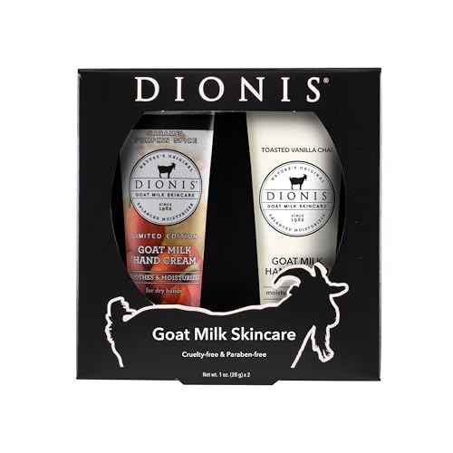 Dionis Goat Milk Skincare Hand Cream Set of 2 - Cruelty Free, Paraben Free Travel Size Moisturizer Duo, Pumpkin & Vanilla Chai Scented 1oz Mini Lotions For Dry Hands in a Gift Box