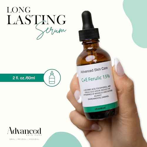 Vitamin C Face Serum with Vitamin E and Ferulic Acid | CE Ferulic 15% with Hyaluronic Acid (Compare to Skin Ceut.) | 2oz, Anti Aging and Wrinkle Serum for Face
