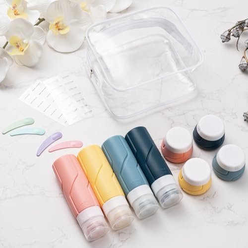 MODENGKONGJIAN Travel Bottles for Toiletries,TSA Approved Silicone Squeezable Travel Shampoo Bottles, 3oz Leak Proof Refillable Toiletry Cosmetic Containers £¨15 Pcs/Colorful£©