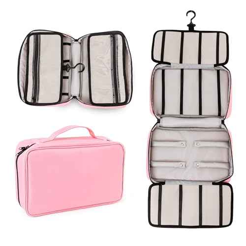 2 in 1 Newly Designed Headband & Hair Bow Organizer for Girls Display Bag - Large Capacity Girls Hair Accessories Organizer, Holds Hair Clips, and Hair tie with a Rotating Hook, Travel-Friendly.
