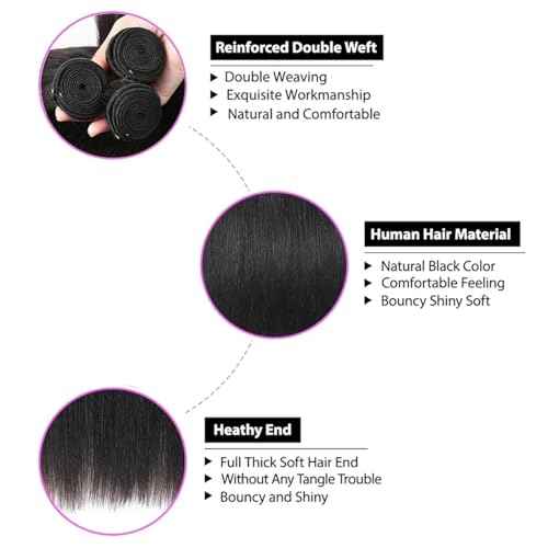 Straight Bundles Human Hair 26 26 26 Inch 100% Unprocessed Brazilian Virgin Hair 3 Bundles Human Hair Trippy Hair Bundle Extension for Black Women Natural Color