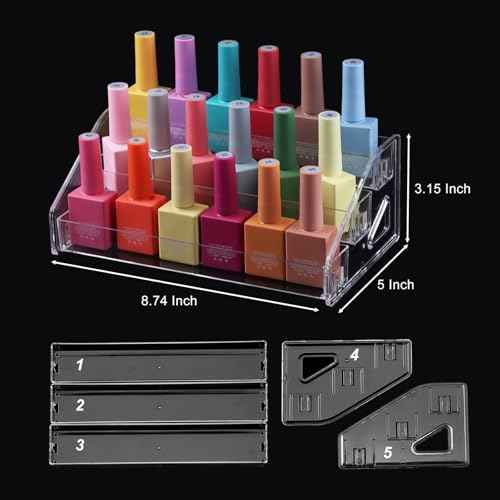 Nail Polish Organizer Clear Acrylic Eyeglasses Display Holder Essential Oil Storage Rack Makeup Stand Tray - 3 Layer