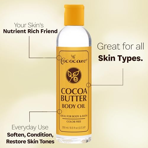 Cococare Cocoa Butter Body Oil - Lightweight and Fast Absorbing - 8.5 Fl Oz