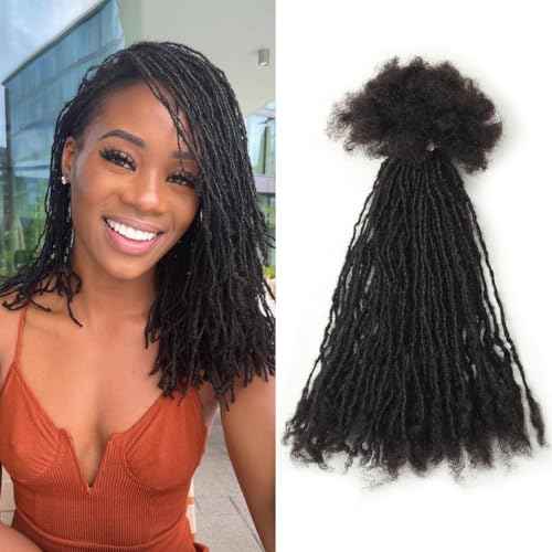 Sisterlocks Locs Extesnions Human Hair 0.2cm Thickness Micro Locs Curly Tips, Full Handmade Interlocking Permanent Soft Dreadlock Extensions (Black 1b# 0.2cm, 12 Inch 30 Strands)