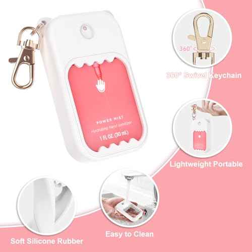 Hand Sanitizer Spray Case for Touchland Silicone Touchland Case Keychain Cute Hand Sanitizer Spray Holder Compatible with Touchland Power Mist Gentle Mist Glow Mist, White