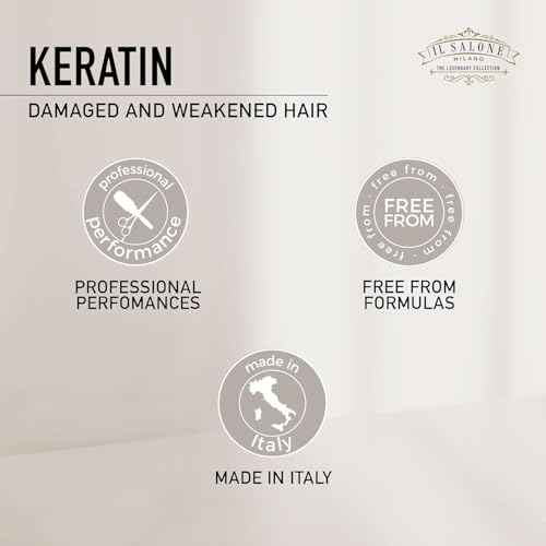 Il Salone Milano Professional Keratin Shampoo for Damaged Hair - Hair Repair Shampoo - Hair Treatment for Weakened Hair - Made with Almond Oil & Vitamin E - Salon-Quality Hair Care (16.9 oz / 500 ml)