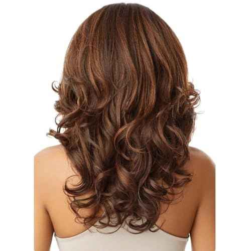 Outre LACEFRONT PERFECT HAIR LINE Glamorous Wavy Fully Hand-Tied 13¡±x 6¡± Frontal HD Baby Hair Transparent Lace Easy-to-Style Heat Friendly - JULIANNE (DR2/CHOSWI)