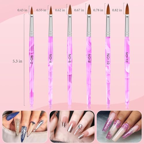 Acrylic Nail Brush Dappen Dish Set, 6PCS Nail Art Pen and 2PCS Crystal Dappen Dish for Acrylic Nails, Manicure Bowl Cup Glass Container for Acrylic Liquid Nail Tool Kit
