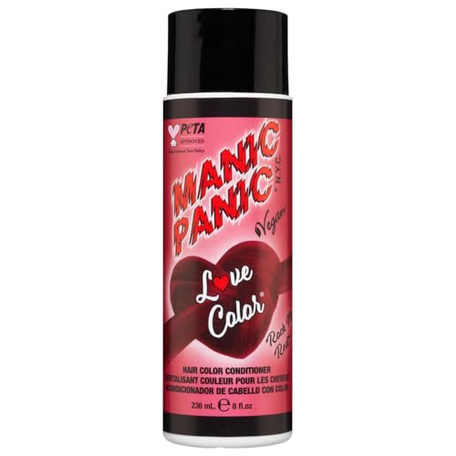 MANIC PANIC Cool Deep Blood Red Color Depositing Conditioner - Love Color Hair Conditioner Keeps Hair Vibrant, Nourished & Refreshed - Formulated with Shea Butter & Quinoa - Rock Me Red (8oz)