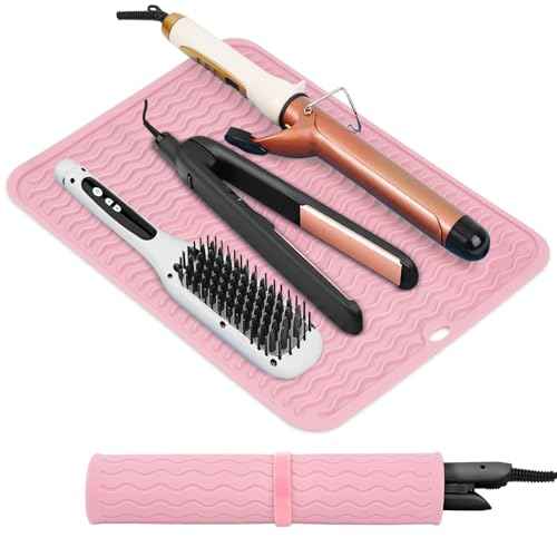 Oversize Silicone Heat Resistant Mat, Portable Travel Mat Cover for Curling Irons, Flat Irons, Hair Straightener and Hot Hair Styling Tools(14.2" x 11")