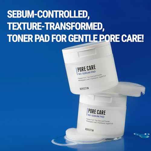 ROVECTIN Pore Care No-Sebum Pad for Sebum Clearing and Pore Clearing with Green Fruit Complex, Gentle Exfoliating Pads - 60 Pads