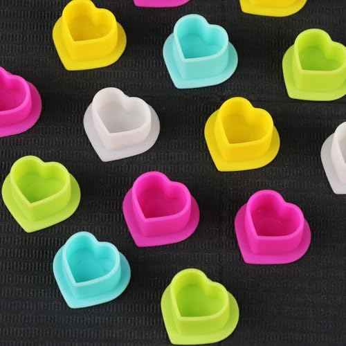 200Pcs Heart Ink Caps with Base Silicone Disposable Tattoo Pigment Cup for Tattooing Supplies