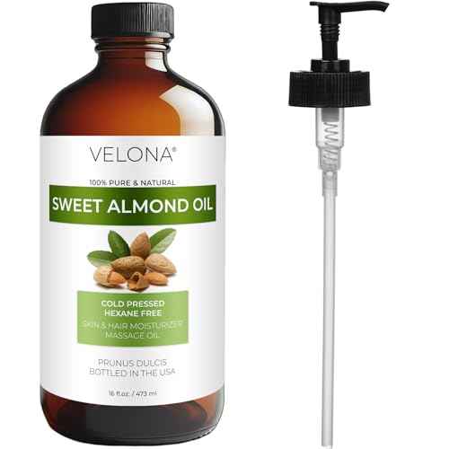 velona Sweet Almond Oil - 16 Fl Oz in Glass Bottle | 100% Pure and Natural Carrier Oil |Cold Pressed | Skin, Hair, Body & Face Moisturizing | Use Today - Enjoy Results¡¦
