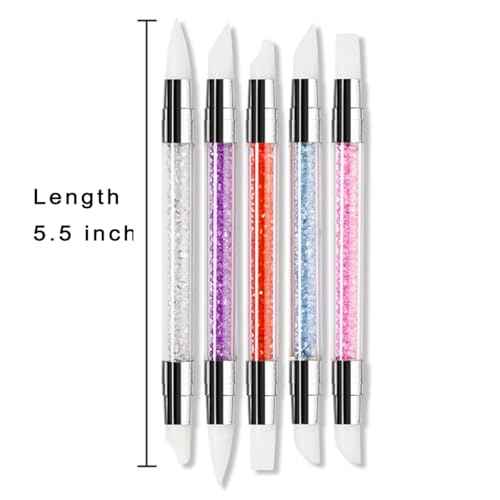 Silicone Sculpture Pen and Dotting Tool 10 Pcs Kit Double End Brushes for Nail Art Salon or at Home