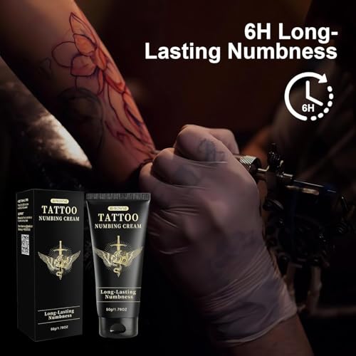 Tattoo Numbing Cream 6x Numbing Maximum Strength, Fast-Acting Pain Free for Tattoos, Piercings, Microneedling, and Cosmetic Procedures - Long-Lasting 1.76oz