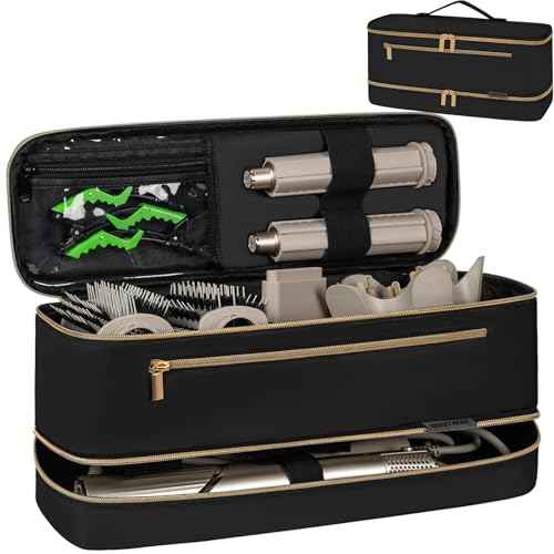 Travel Carrying Case for Shark Flex Style, Double Layer Storage Case For Shark Flexstyle, Portable Storage Organizer Soft Bag for Shark Flexstyle and Attachments, Black Gold (Only Bag)