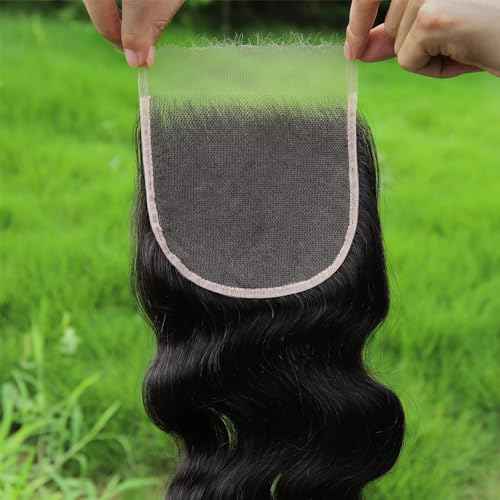 WOWANGEL 0.1mm Ultra-thin SKINLIKE Real HD Lace, 5x5 Body Wave Human Hair Closure Pre Plucked Invisible Swiss HD Lace Natural Hairline 12 Inch