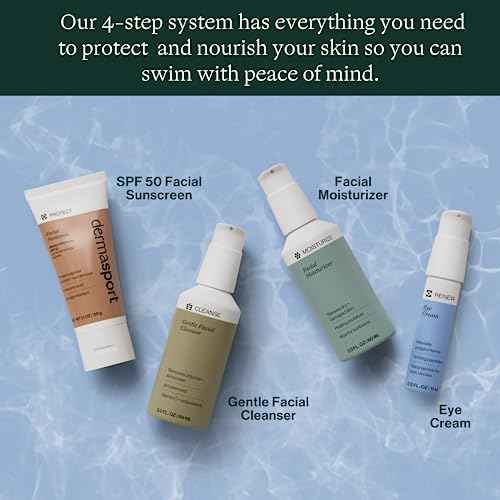 Dermasport Complete Skin Care Set for Athletes - Sport Sunscreen SPF 50, Facial Moisturizer, Eye Cream for Dark Circles, Facial Cleanser - All-in-One Natural Facial Care Solution for Healthy Skin