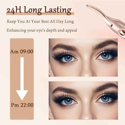 2 in 1 Heated Eyelash Curlers and Eyebrow Trimmer for Women, Electric Eyelash Curler with 2 Temperature Modes Anti-Burn USB Rechargeable Heated Eyelash Curler, Ideal Gift for Women (Gold)