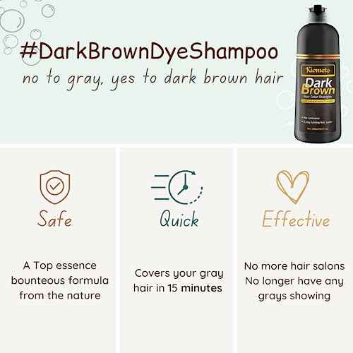Dark Brown Hair Dye Shampoo 400ml- 100% Grey Coverage in Minutes - Ammonia Free Hair Color Shampoo Gray Silver Hair (Dark Brown Pack 2)