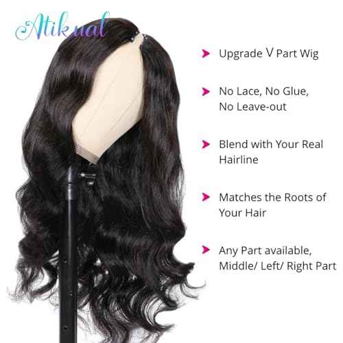 Body Wave V Part Wig Human Hair Wigs For Black Women Upart Part Wig Glueless Clip In Half Wig Upgrade U Part Wig Beginner Friendly No Sew In No Glue Density 26inch