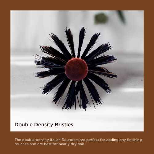 Spornette Italian XL Rounder Hair Brush - Round Double Density Boar Bristle Brush With Wooden Handle For Blow Drying, Styling, Volumizing, Straightening And Curling Medium To Long Hair (3 Inch)