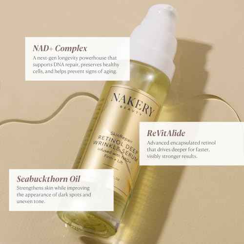 Nakery SkinRepair Retinol Deep Wrinkle Serum (2.02 Fl Oz), Anti Aging Face Serum with Encapsulated Retinol, NAD+ Complex, Ceramide NP, Hydrating Firming Skin Treatment for Fine Lines