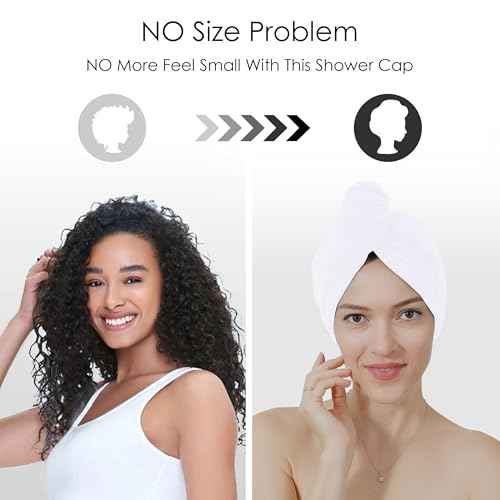 TENSTARS 5 Pack Thicken Microfiber Hair Towel Wrap for Women - Elastic Loop Design - 320GSM Coral Velvet - Quick Dry Hair Turban - 11x28 Inch (White)