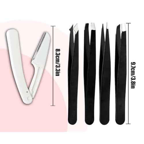 Tweezers Kit Tweezer for Women Facial Hair Removal Tweezers Professional Tweezers Set Eyebrow Tweezer, [9+1 PCS] Professional Stainless Steel Eyebrow for Women &Men,Black Beauty Sets