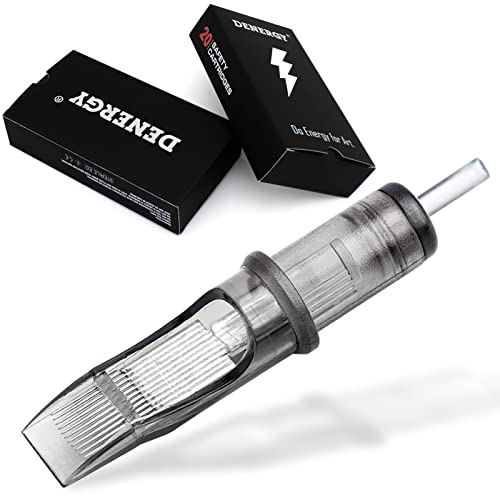 Denergy Tattoo Needle Cartridges Standard with Membrane Safety Cartridges Pro for Tattoo Artists Round Liner/Round Shader/Curved·Round Magnum Shader/Magnum Shader 20Pcs(1205RS)