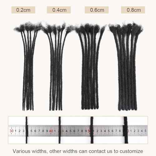 DAIXI 0.2cm & 0.4cm & 0.6cm & 0.8cm Thickness 8 Inch 60 Strands 100% Real Human Hair Dreadlock Extensions for Man/Women Permanent Loc Extensions Bundles Can Be Dyed Bleached Curled and Twisted