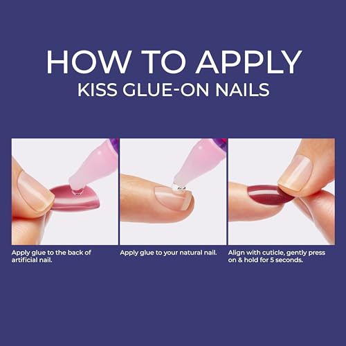 KISS Gel Fantasy Allure Press On Nails Almond Shape, 'Space', Pink, Medium Length, Ready to Wear, Pink Glue (2g), Cuticle Stick, & Mini File, 28 Count