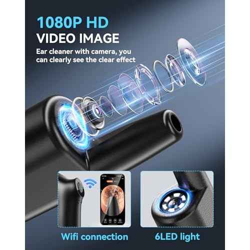 Ear Cleaner with Camera - Smart Visual Ear Wax Removal with 1080P Camera - Electric Ear Cleaner Kit with 4 Modes - 10 Ear Tips - Ear Irrigation&Flushing System for Adults