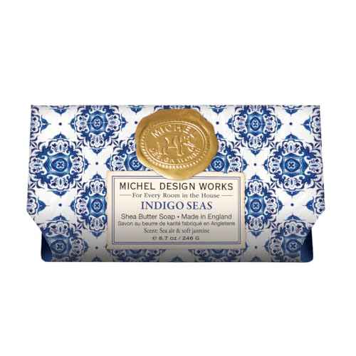 Michel Design Works Soap Bar, Indigo Seas Large, Beautiful Design, Triple-milled