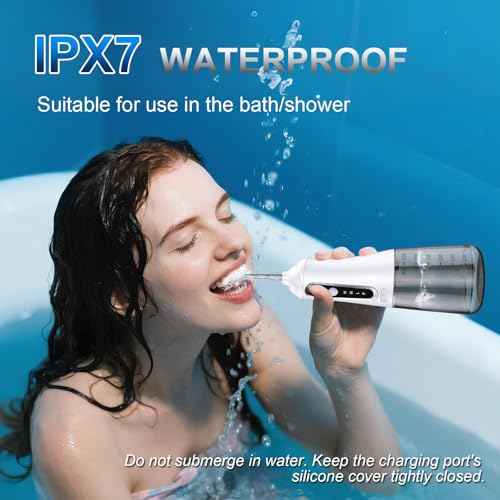 Water Flosser for Teeth Cleaning Pick: Portable Cordless Oral Irrigator350ML, 4 Modes 4 nozzles,IPX7 Waterproof Rechargeable Design ? Perfect for Travel and Daily Deep Cleaning Gum Care at Home