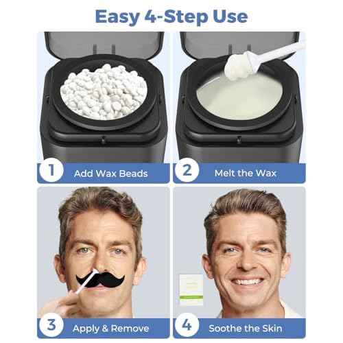 Nose Wax Kit with 100g Natural Resin Wax & 20 Sticks, Mini Nose Hair Wax Kit with Smart Temp Control, USB Fast Heat, 3-Min Hair Removal ? Lasts 4?6 Weeks | For Nose & Ear, Up to 15 Uses