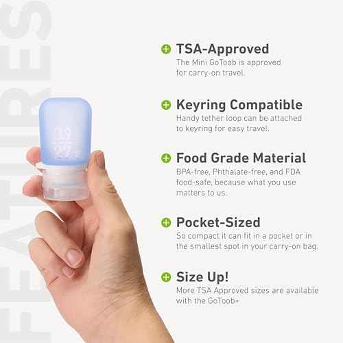 humangear GoToob Mini - Small Silicone Travel Bottles for Toiletries, Shampoo & TSA Carry-On (3-Pack, 0.9 fl oz Each)