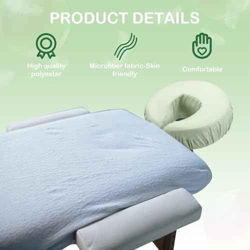 Tatuo 12 Pcs Face Cradle Covers for Massage Head Rest Microfiber Reusable Soft Thicker Massage Table Face Covers Oil Proof Headrest Cradle Sheets for Spa Beauty(Sage)