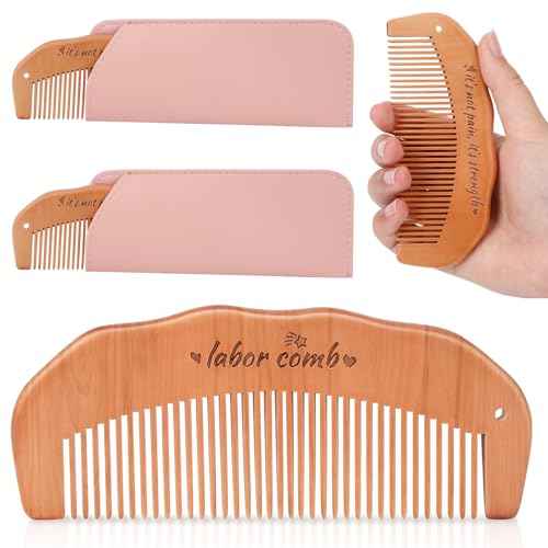 FEBSNOW Birthing Comb, 2 Pack Natural Wooden Labor Combs for Pain Relief Birthing Comb for Pregnant Women's Delivery Gifts